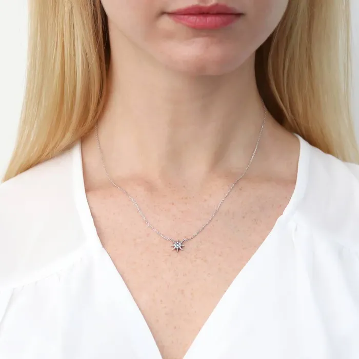 Starburst CZ Necklace in Sterling Silver BERRICLE Necklaces