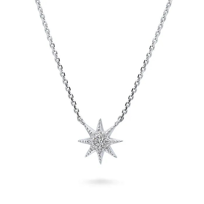 Starburst CZ Necklace in Sterling Silver BERRICLE Necklaces