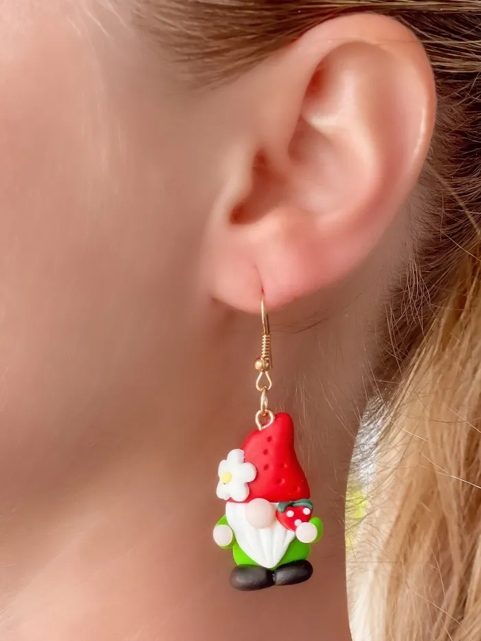 Strawberry Gnome Dangle Earrings Prep Obsessed FP Earrings