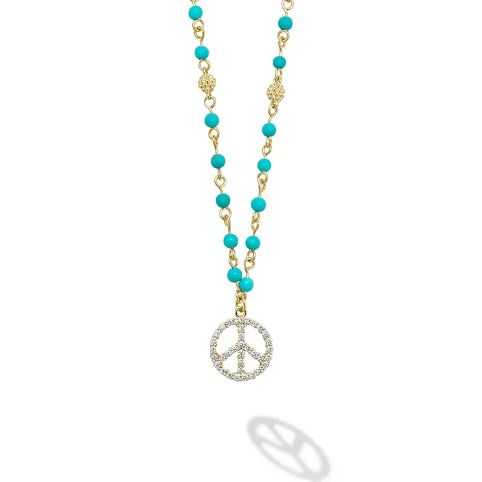 Studio 18K Black Turquoise and Diamond Peace Necklace LAGOS Necklaces