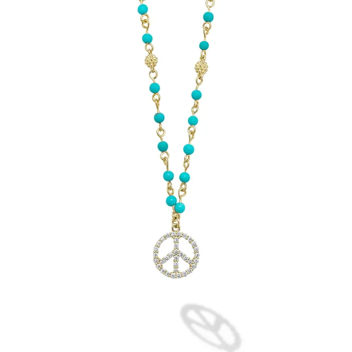 Studio 18K Black Turquoise and Diamond Peace Necklace LAGOS Necklaces Studio 18K Black Turquoise and Diamond Peace Necklace LAGOS Necklaces