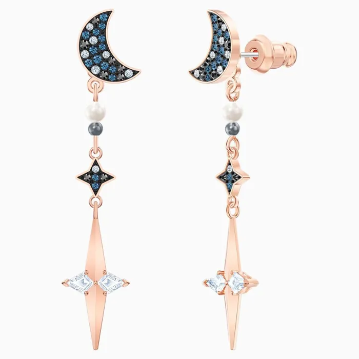 Swarovski Earrings Swarovski Swan Symbol Earrings Dark Multi Colour