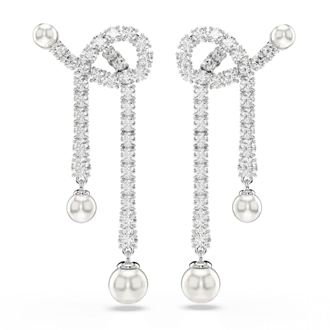 Swarovski Matrix Drop Earrings Crystal Pearl Round Cut White Rhodium Plated Swarovski Earrings Swarovski Matrix Drop Earrings Crystal Pearl Round Cut White Rhodium Plated Swarovski Earrings