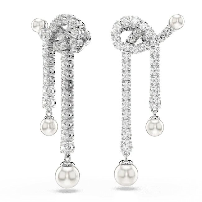 Swarovski Matrix Drop Earrings Crystal Pearl Round Cut White Rhodium Plated Swarovski Earrings Swarovski Matrix Drop Earrings Crystal Pearl Round Cut White Rhodium Plated Swarovski Earrings
