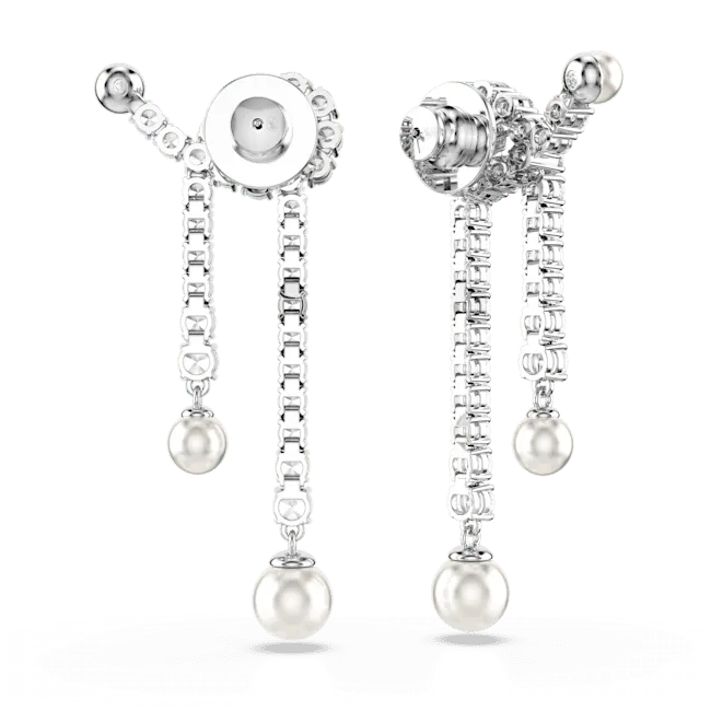 Swarovski Matrix Drop Earrings Crystal Pearl Round Cut White Rhodium Plated Swarovski Earrings Swarovski Matrix Drop Earrings Crystal Pearl Round Cut White Rhodium Plated Swarovski Earrings