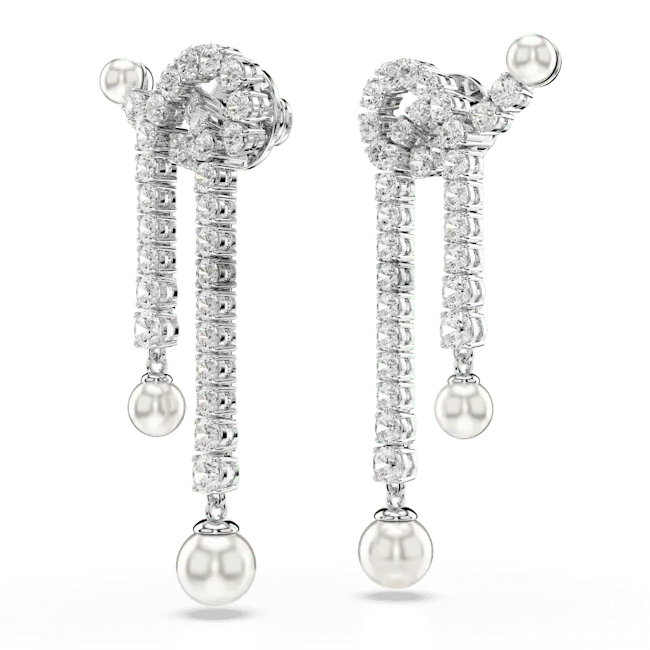 Swarovski Matrix Drop Earrings Crystal Pearl Round Cut White Rhodium Plated Swarovski Earrings Swarovski Matrix Drop Earrings Crystal Pearl Round Cut White Rhodium Plated Swarovski Earrings