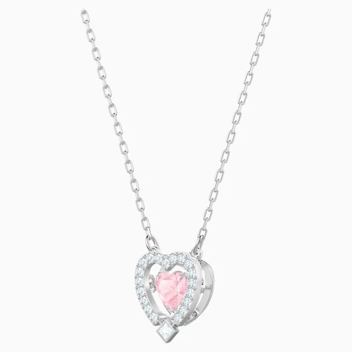 Swarovski Sparkling Dance Heart Necklace Pink Swarovski Necklaces