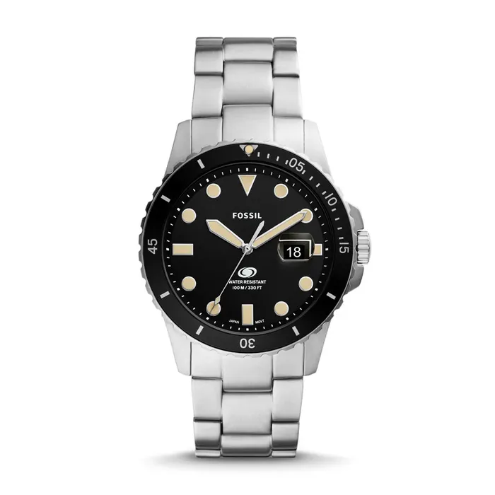 Watches Fossil Blue Gents ThreeHand Date Stainless Steel Watch Fossil