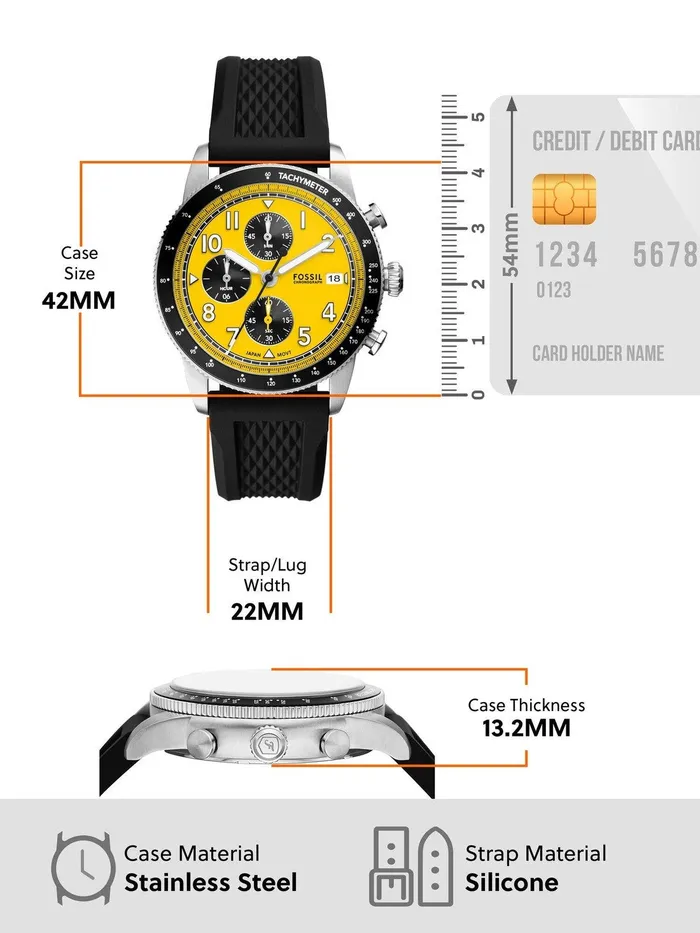 Watches Fossil Fossil Sport Tourer Chronograph Gents Black Silicone Watch