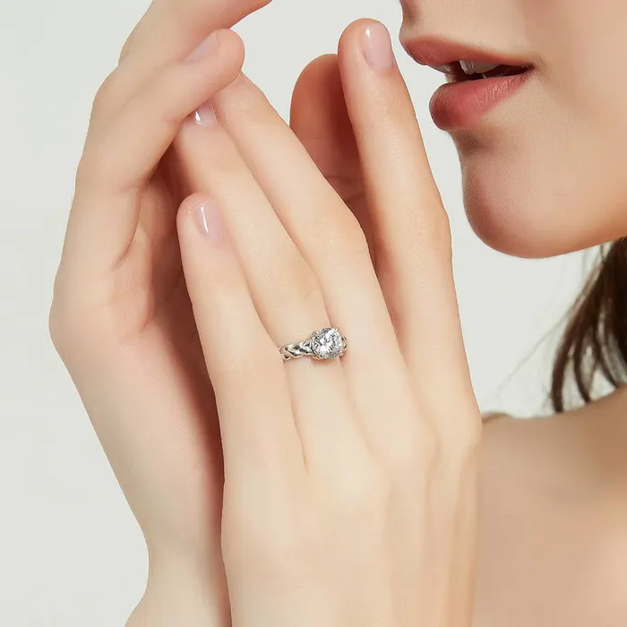 Woven Solitaire 125ct CZ Ring Set in Sterling Silver BERRICLE Rings