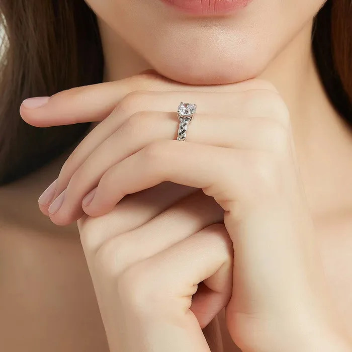 Woven Solitaire 125ct CZ Ring Set in Sterling Silver BERRICLE Rings