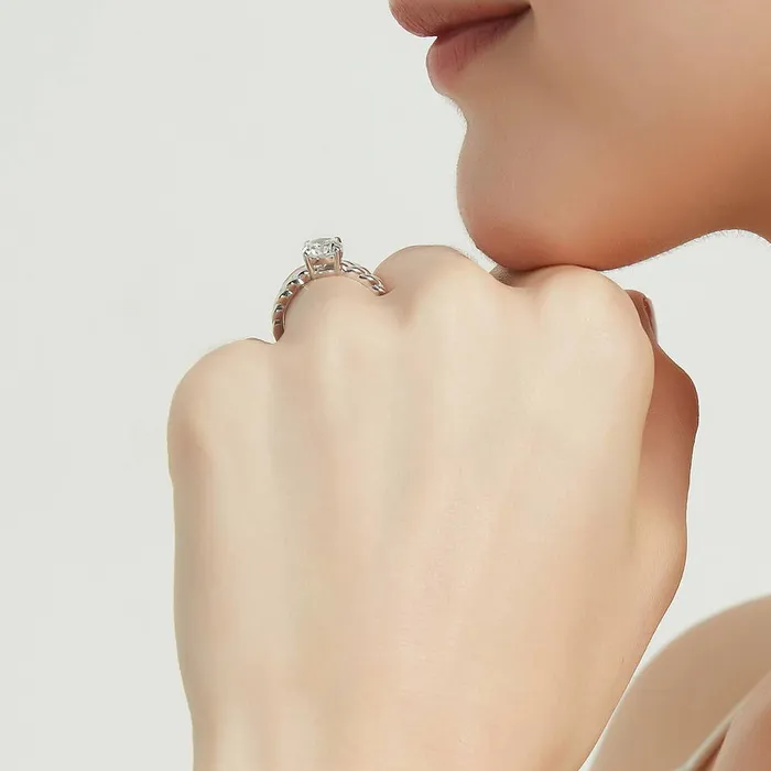 Woven Solitaire 125ct CZ Ring Set in Sterling Silver BERRICLE Rings