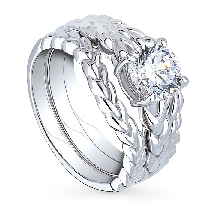 Woven Solitaire 125ct CZ Ring Set in Sterling Silver BERRICLE Rings