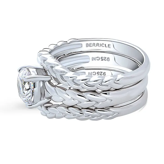 Woven Solitaire 125ct CZ Ring Set in Sterling Silver BERRICLE Rings