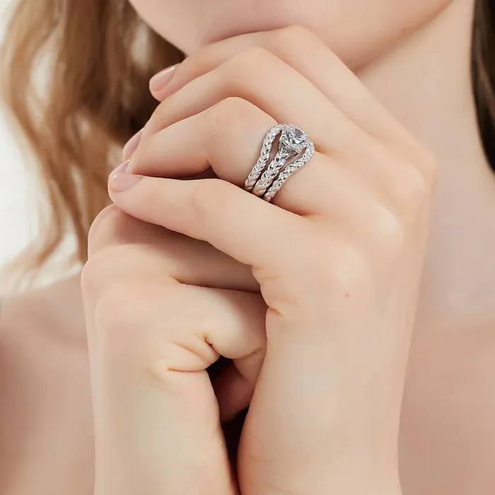Woven Solitaire 125ct CZ Ring Set in Sterling Silver BERRICLE Rings