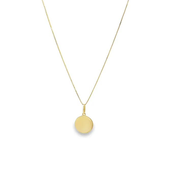 10K Gold Engravable Small Round Charm Suetables Charm Necklaces
