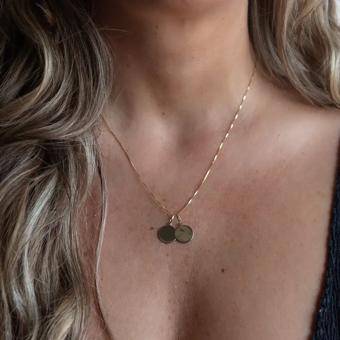 10K Gold Engravable Small Round Charm Suetables Charm Necklaces