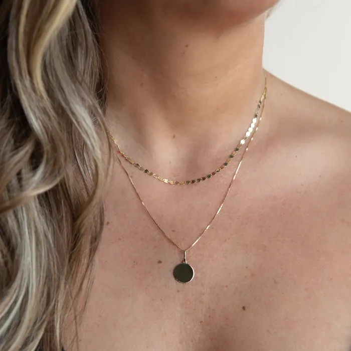 10K Gold Engravable Small Round Charm Suetables Charm Necklaces