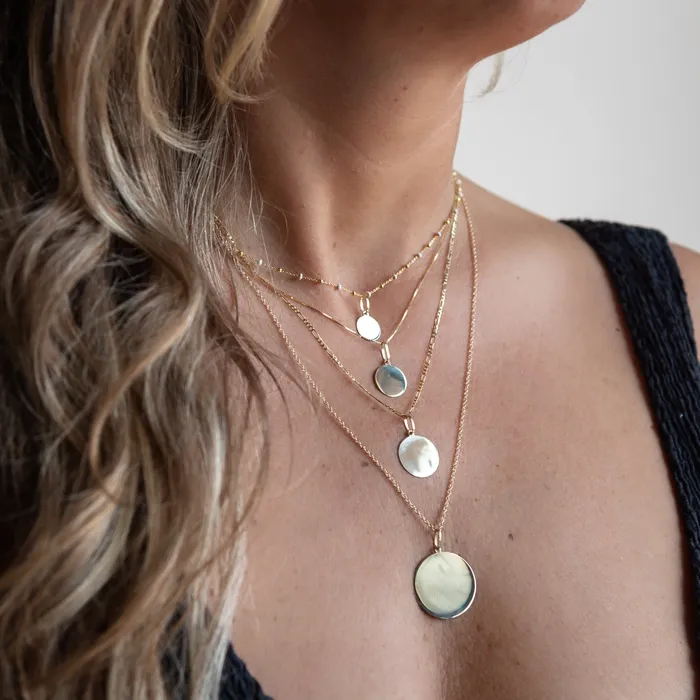10K Gold Engravable Small Round Charm Suetables Charm Necklaces