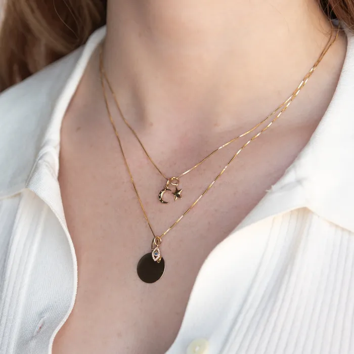 14K Gold Diamond Evil Eye Charm Suetables Charm Necklaces