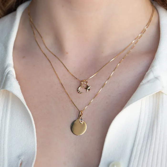 14K Gold Diamond Evil Eye Charm Suetables Charm Necklaces
