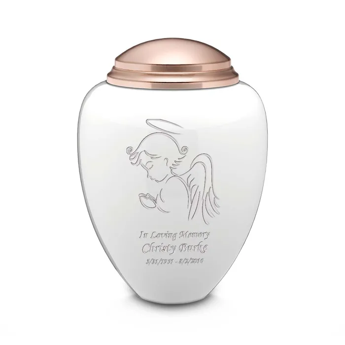 Adult Tribute White Rose Gold Angel Cremation Urn GetUrns Earrings