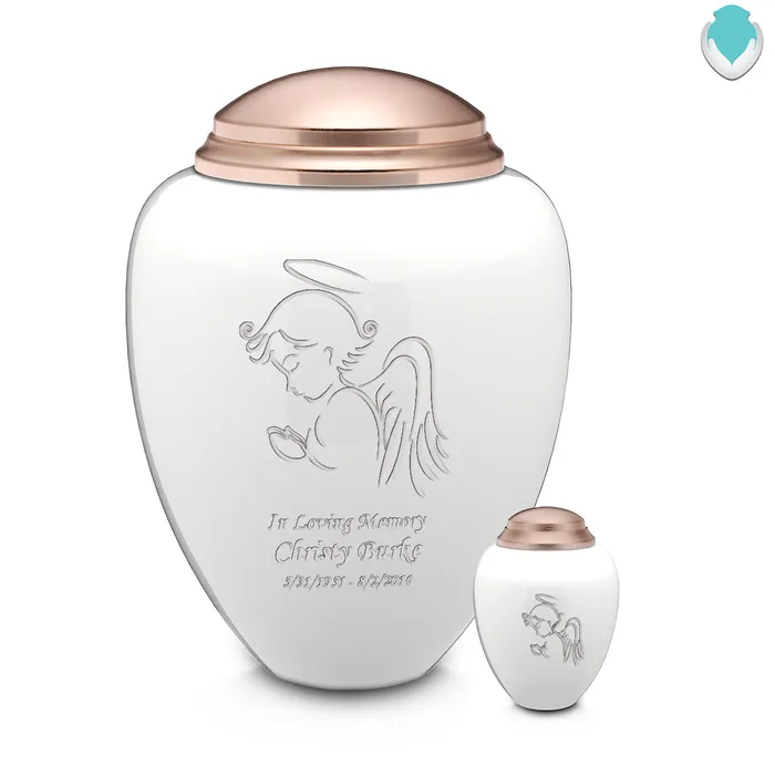 Adult Tribute White Rose Gold Angel Cremation Urn GetUrns Earrings