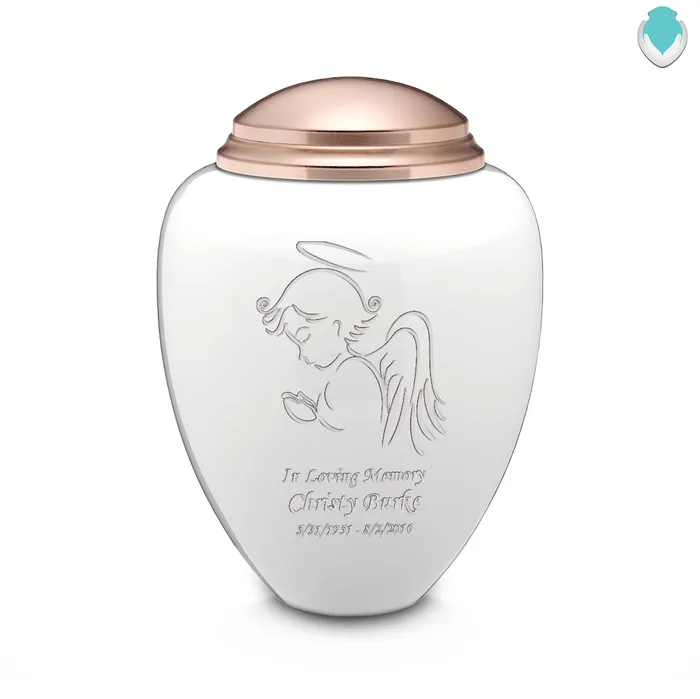 Adult Tribute White Rose Gold Angel Cremation Urn GetUrns Earrings