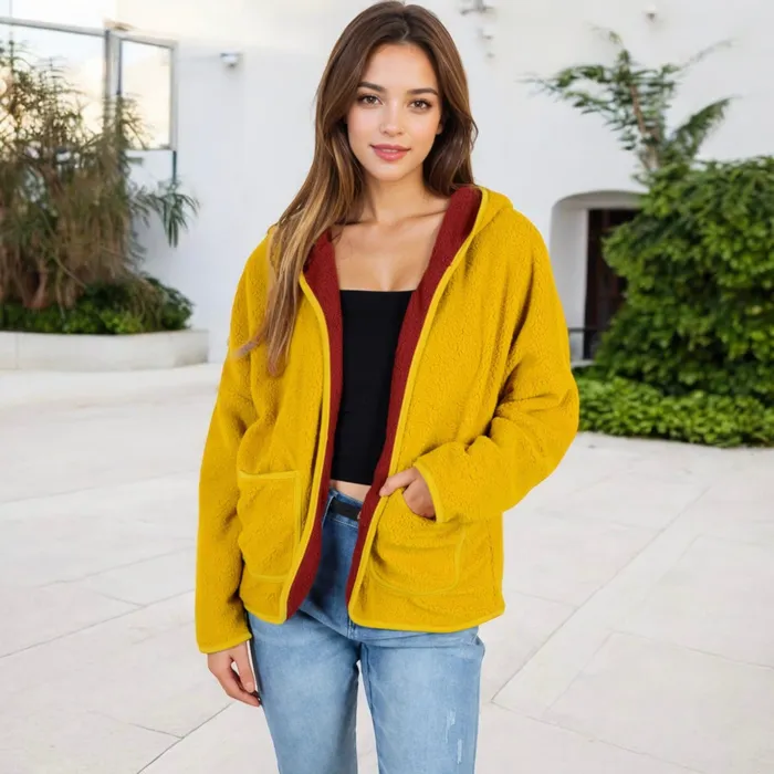 AnnaKaci Rings Two Tone Lined Hooded Jacket with Contrast Trim AnnaKaci Rings Two Tone Lined Hooded Jacket with Contrast Trim