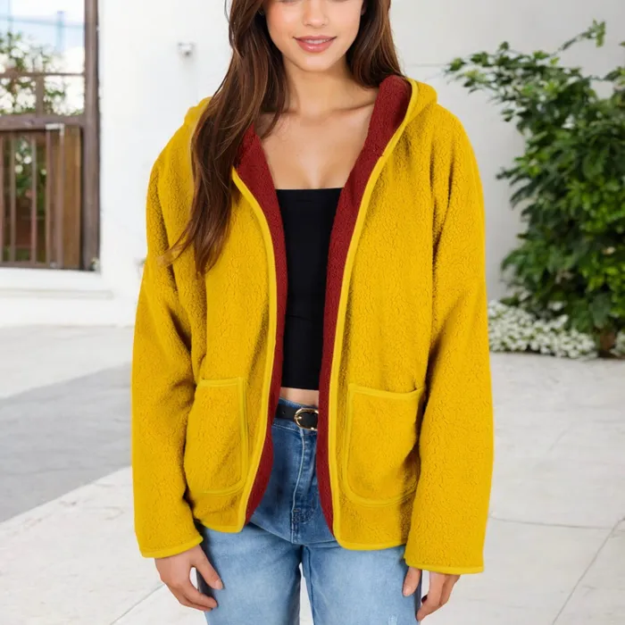 AnnaKaci Rings Two Tone Lined Hooded Jacket with Contrast Trim AnnaKaci Rings Two Tone Lined Hooded Jacket with Contrast Trim