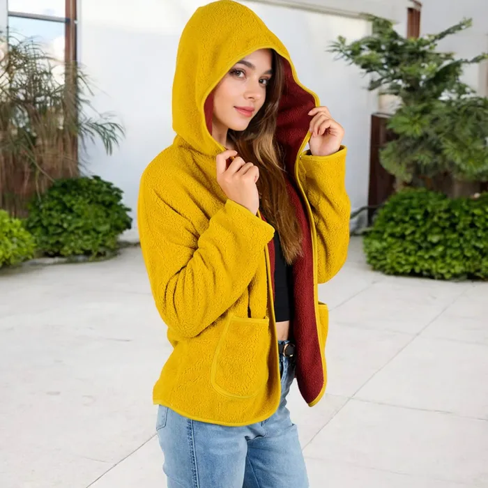 AnnaKaci Rings Two Tone Lined Hooded Jacket with Contrast Trim AnnaKaci Rings Two Tone Lined Hooded Jacket with Contrast Trim