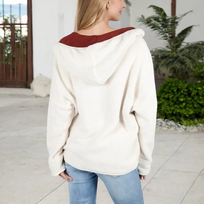 AnnaKaci Rings Two Tone Lined Hooded Jacket with Contrast Trim AnnaKaci Rings Two Tone Lined Hooded Jacket with Contrast Trim