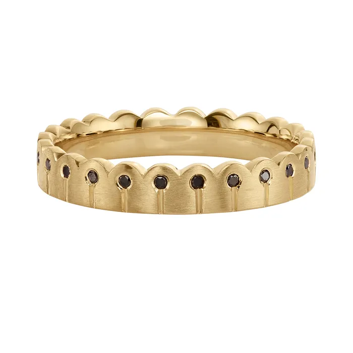 ARTEMER Rings Black Diamond Matte Gold Stacking Ring