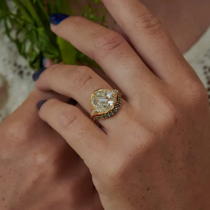 ARTEMER Rings Eclipse OOAK Half Moon Diamond Engagement Ring