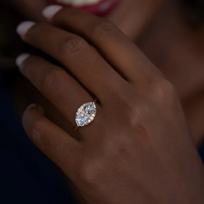 ARTEMER Rings Two Salt and Pepper Engagement Ring with a Cluster of Brilliant Cut Diamonds OOAK ARTEMER Rings Two Salt and Pepper Engagement Ring with a Cluster of Brilliant Cut Diamonds OOAK