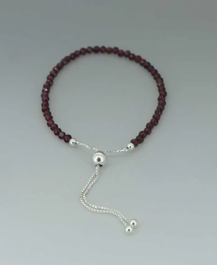 Bracelets Adjustable Sterling Silver Bolo Bracelet with Dainty Gemstone Beads Buddha Groove