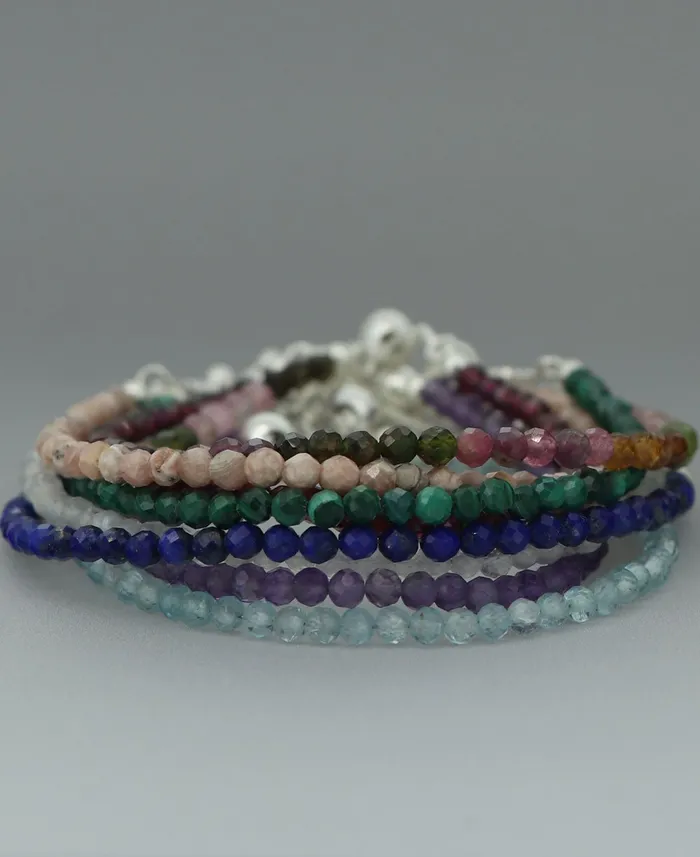 Bracelets Adjustable Sterling Silver Bolo Bracelet with Dainty Gemstone Beads Buddha Groove