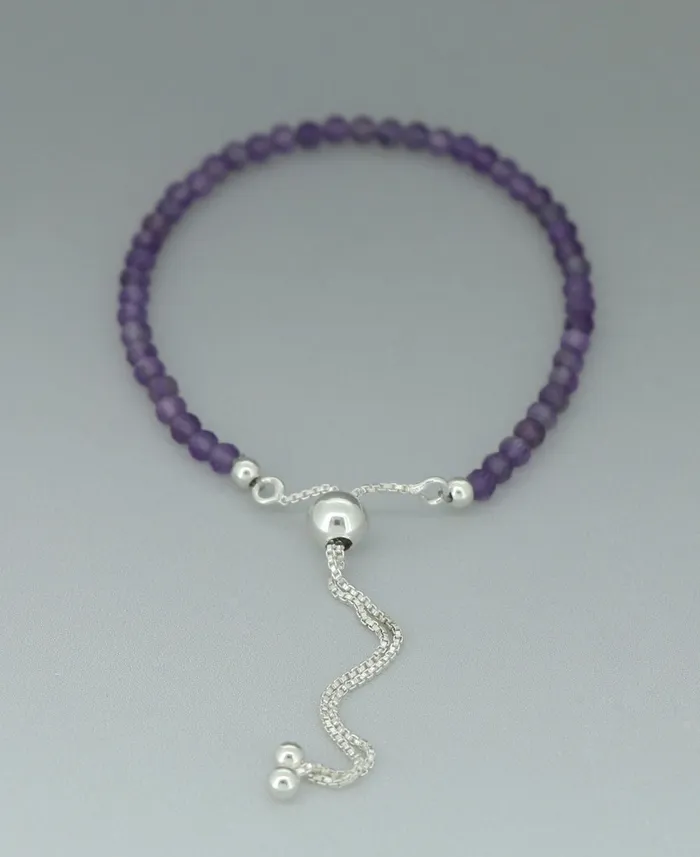 Bracelets Adjustable Sterling Silver Bolo Bracelet with Dainty Gemstone Beads Buddha Groove
