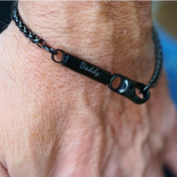 Bracelets Captive Collars Custom Engraved Hidden Key Black Wheat Chain Bracelet Bracelets Captive Collars Custom Engraved Hidden Key Black Wheat Chain Bracelet