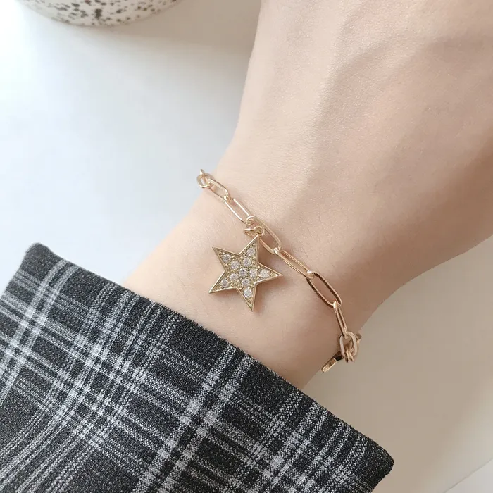 Bracelets Refined by AnnaKaci Gold Star Pendent Bracelet Bracelets Refined by AnnaKaci Gold Star Pendent Bracelet