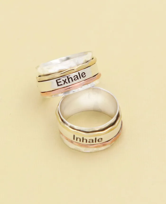 Buddha Groove Inhale Exhale Spinning Meditation Ring Rings