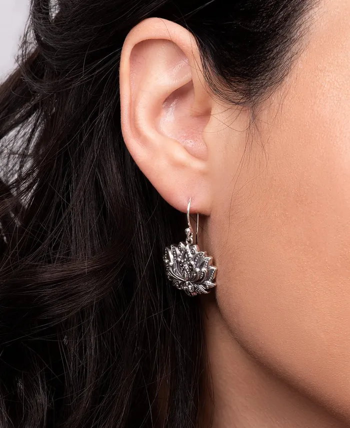 Buddha Groove Jewelry Blooming Sterling Silver Lotus Earrings Earrings