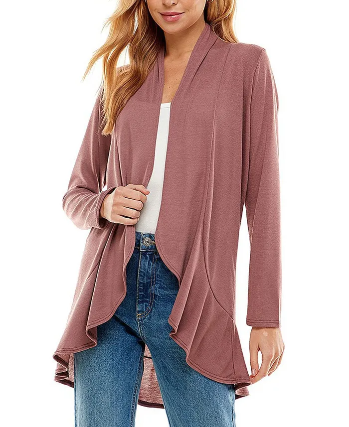 Buddha Groove Necklaces Light Weight Tree of Life Design Womens Long Sleeves Ruffle Cardigan in Dusty Rose Buddha Groove Necklaces Light Weight Tree of Life Design Womens Long Sleeves Ruffle Cardigan in Dusty Rose