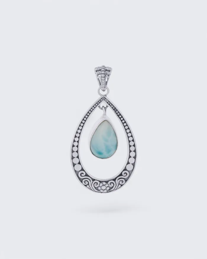 Buddha Groove Necklaces Sterling Silver Swaying Larimar Pendant