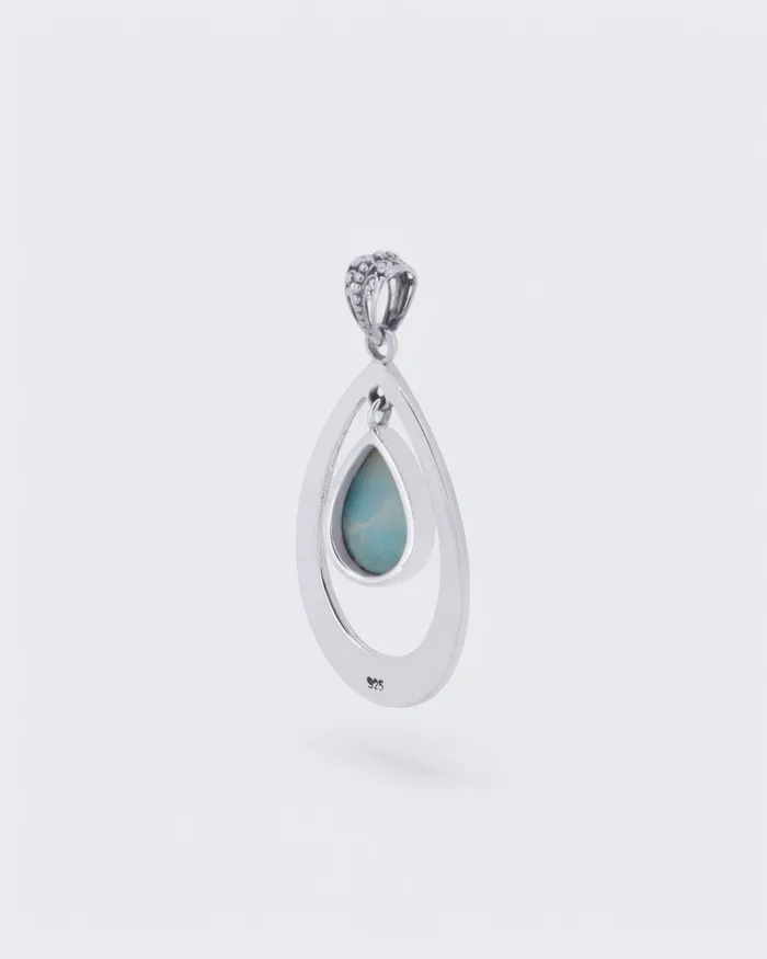 Buddha Groove Necklaces Sterling Silver Swaying Larimar Pendant