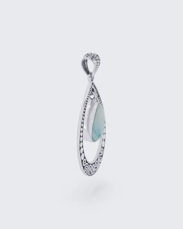 Buddha Groove Necklaces Sterling Silver Swaying Larimar Pendant