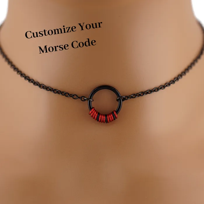 Captive Collars Morse Code O Ring Black Rings