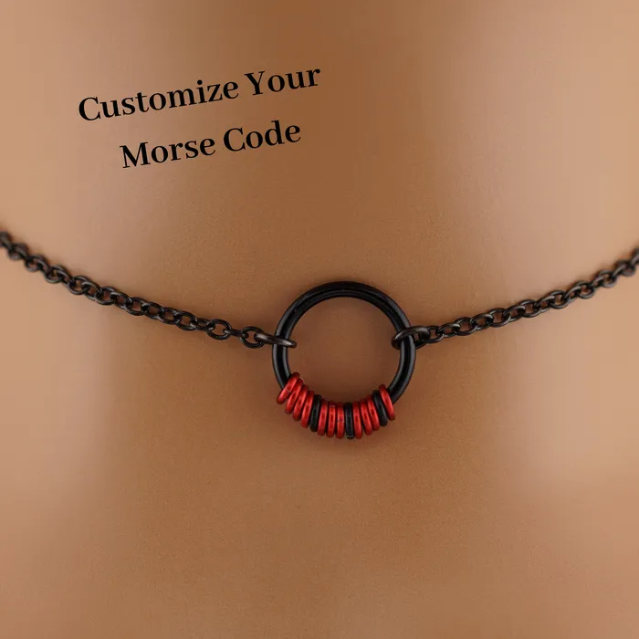 Captive Collars Morse Code O Ring Black Rings