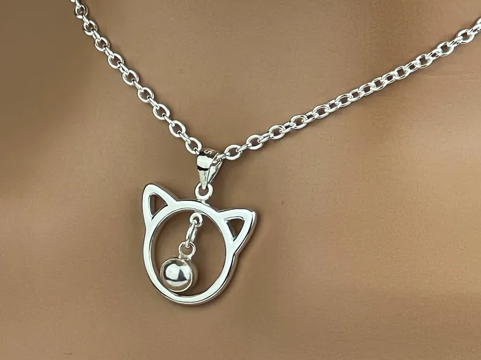 Captive Collars Sterling Silver Kitten with Bell Rings
