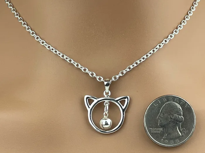 Captive Collars Sterling Silver Kitten with Bell Rings